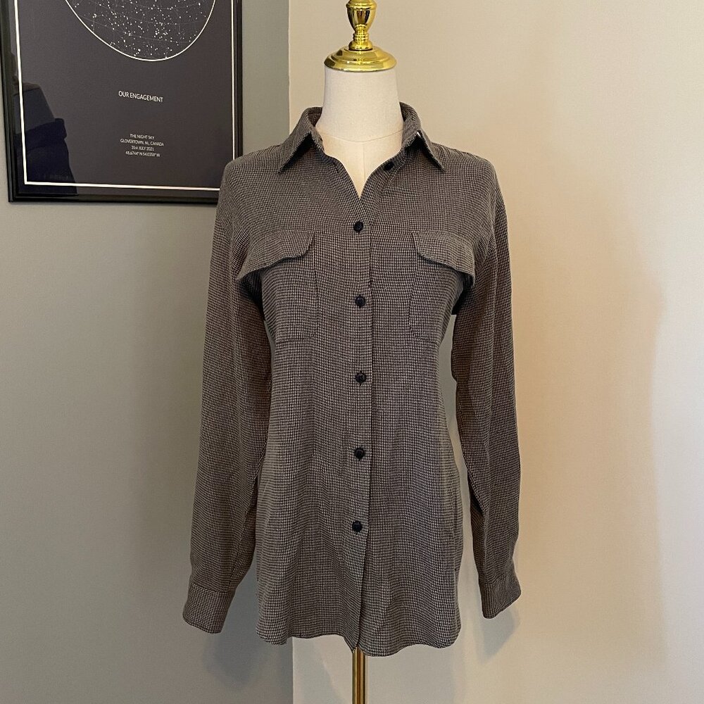 Dalia Collection Houndstooth Button-Up Shirt Blouse | Vintage-Inspired